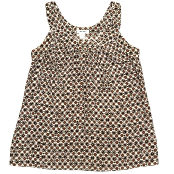 Vintage Harold’s 100% Silk Dotted Paisley Halter Tank Top Cream Tan Red Sz S - Picture 13 of 13